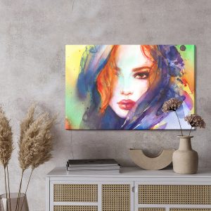 Peinture sur toile Portrait D'une Jeune Femme Peinte À L'aquarelle – Image 3