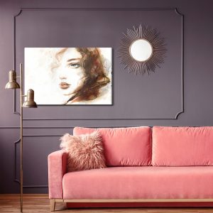 Peinture sur toile Portrait De Femme Dans Les Tons Marrons – Image 4