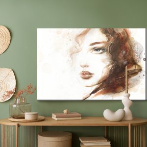 Peinture sur toile Portrait De Femme Dans Les Tons Marrons – Image 5