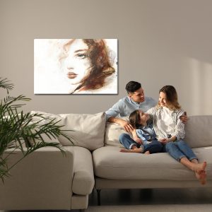 Peinture sur toile Portrait De Femme Dans Les Tons Marrons – Image 7