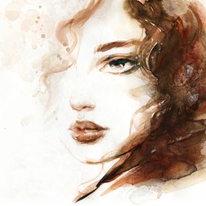 Peinture sur toile Portrait De Femme Dans Les Tons Marrons – Image 1