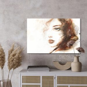 Peinture sur toile Portrait De Femme Dans Les Tons Marrons – Image 3