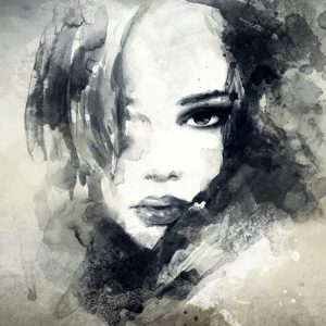Peinture sur toile Un Visage Féminin En Version Aquarelle – Image 1