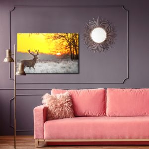 Peinture sur toile Un Cerf Sur Fond De Soleil Levant – Image 4