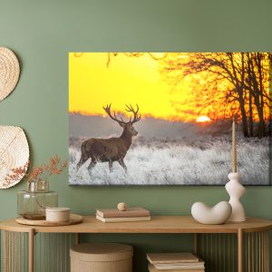 Peinture sur toile Un Cerf Sur Fond De Soleil Levant – Image 5