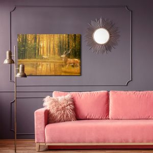 Peinture sur toile Un Cerf Au Bord Du Lac Dans La Forêt – Image 4