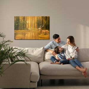 Peinture sur toile Un Cerf Au Bord Du Lac Dans La Forêt – Image 7