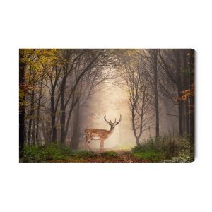 Peinture sur toile Un Cerf Au Milieu De La Forêt – Image 2