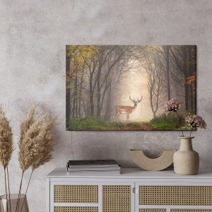 Peinture sur toile Un Cerf Au Milieu De La Forêt – Image 3
