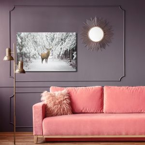 Peinture sur toile Cerf Dans La Forêt D'hiver – Image 4