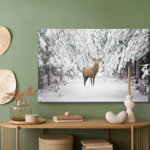 Peinture sur toile Cerf Dans La Forêt D'hiver – Image 5