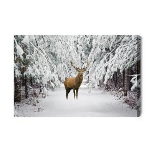Peinture sur toile Cerf Dans La Forêt D'hiver – Image 2