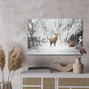Peinture sur toile Cerf Dans La Forêt D'hiver – Image 3