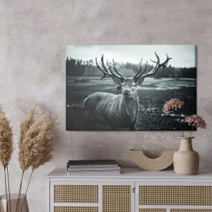 Peinture sur toile Cerf Noir Et Blanc – Image 3