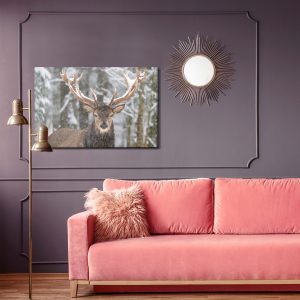 Peinture sur toile Cerf Dans La Forêt D'hiver – Image 4
