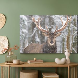 Peinture sur toile Cerf Dans La Forêt D'hiver – Image 5