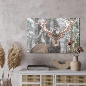 Peinture sur toile Cerf Dans La Forêt D'hiver – Image 3