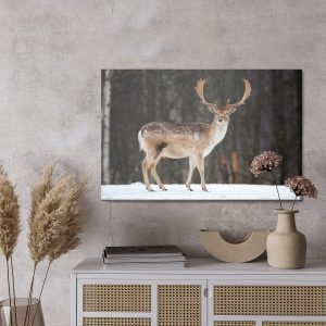 Peinture sur toile Cerf Sur Fond D'arbres – Image 3