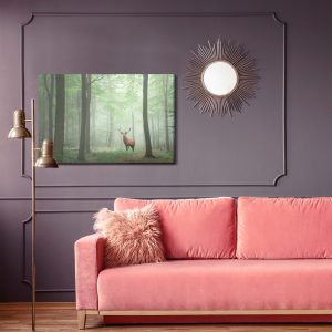 Peinture sur toile Cerf Dans La Forêt Brumeuse – Image 4