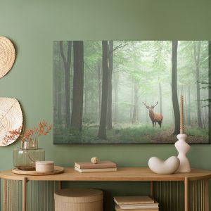 Peinture sur toile Cerf Dans La Forêt Brumeuse – Image 5