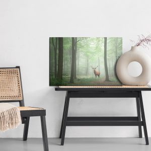 Peinture sur toile Cerf Dans La Forêt Brumeuse – Image 6