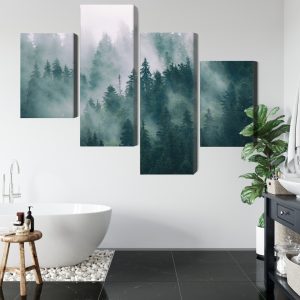 Peinture en plusieurs parties Brouillard Dans La Forêt Verte – Image 5