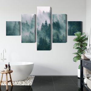 Peinture en plusieurs parties Brouillard Dans La Forêt Verte – Image 5