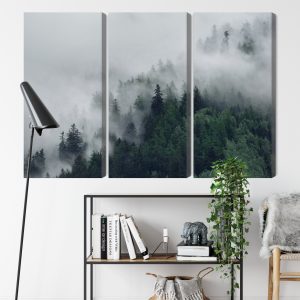 Peinture en plusieurs parties Forêt Brumeuse Verte – Image 9
