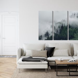 Peinture en plusieurs parties Forêt Brumeuse Verte – Image 6
