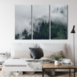 Peinture en plusieurs parties Forêt Brumeuse Verte – Image 4