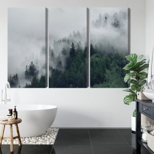 Peinture en plusieurs parties Forêt Brumeuse Verte – Image 5