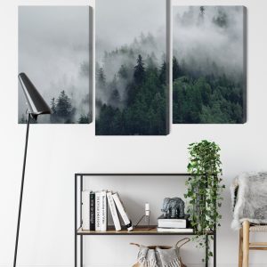 Peinture en plusieurs parties Forêt Brumeuse Verte – Image 9