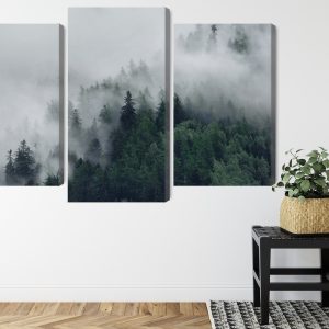 Peinture en plusieurs parties Forêt Brumeuse Verte – Image 8