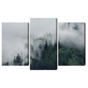 Peinture en plusieurs parties Forêt Brumeuse Verte – Image 2