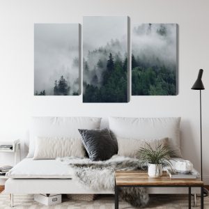 Peinture en plusieurs parties Forêt Brumeuse Verte – Image 4