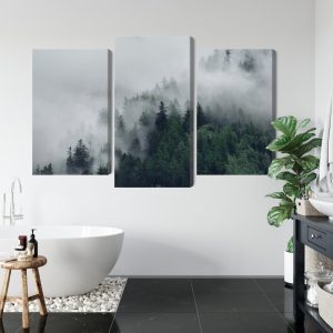 Peinture en plusieurs parties Forêt Brumeuse Verte – Image 5