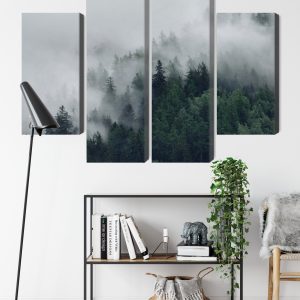 Peinture en plusieurs parties Forêt Brumeuse Verte – Image 9