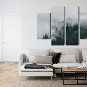Peinture en plusieurs parties Forêt Brumeuse Verte – Image 6