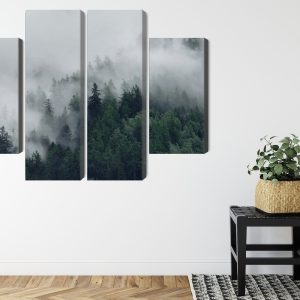 Peinture en plusieurs parties Forêt Brumeuse Verte – Image 8