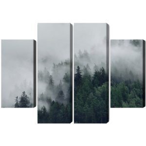 Peinture en plusieurs parties Forêt Brumeuse Verte – Image 2