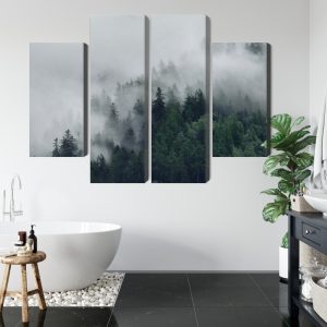 Peinture en plusieurs parties Forêt Brumeuse Verte – Image 5