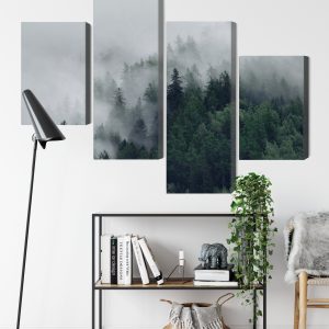 Peinture en plusieurs parties Forêt Brumeuse Verte – Image 9