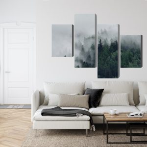 Peinture en plusieurs parties Forêt Brumeuse Verte – Image 6