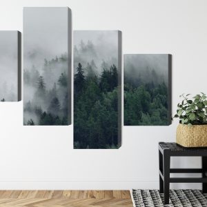 Peinture en plusieurs parties Forêt Brumeuse Verte – Image 8