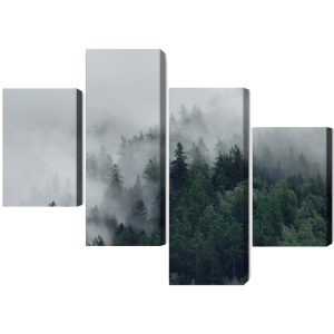 Peinture en plusieurs parties Forêt Brumeuse Verte – Image 2