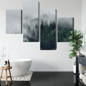 Peinture en plusieurs parties Forêt Brumeuse Verte – Image 5