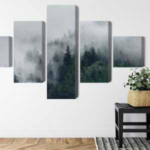 Peinture en plusieurs parties Forêt Brumeuse Verte – Image 8