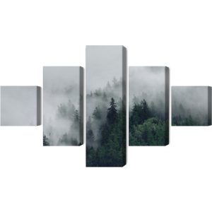 Peinture en plusieurs parties Forêt Brumeuse Verte – Image 2