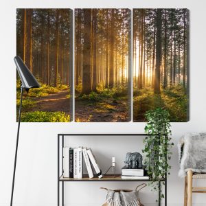 Peinture en plusieurs parties Coucher De Soleil Dans La Forêt – Image 9