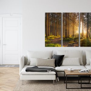 Peinture en plusieurs parties Coucher De Soleil Dans La Forêt – Image 6